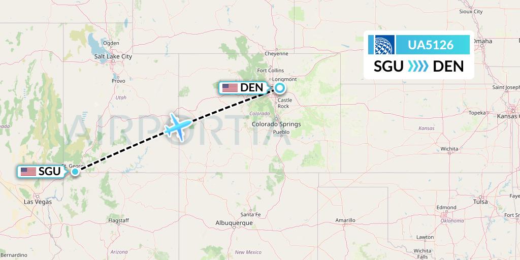UA5126 United Airlines Flight Map: St. George to Denver