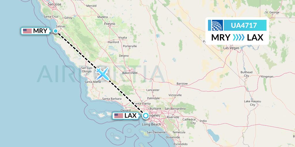 UA4717 United Airlines Flight Map: Monterey to Los Angeles