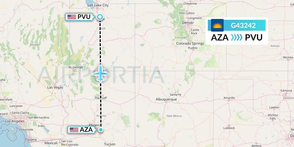G43242 Allegiant Air Flight Map: Phoenix to Provo