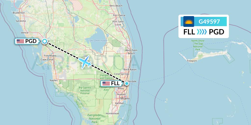 G49597 Allegiant Air Flight Map: Fort Lauderdale to Punta Gorda