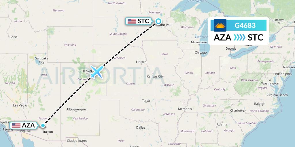 G4683 Allegiant Air Flight Map: Phoenix to St Cloud