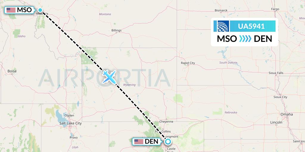 UA5941 United Airlines Flight Map: Missoula to Denver