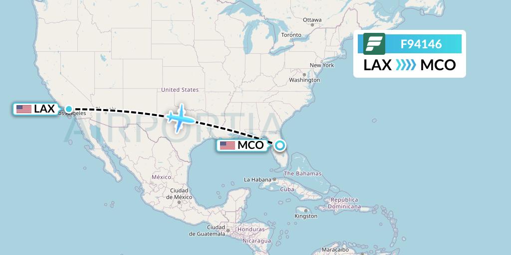 F94146 Frontier Airlines Flight Map: Los Angeles to Orlando