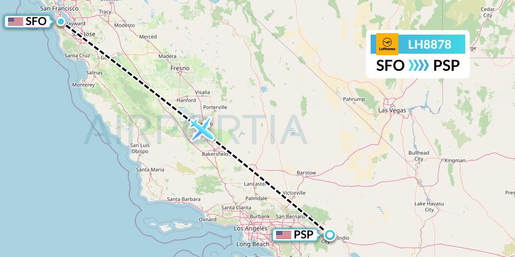 LH8878 Lufthansa Flight Map: San Francisco to Palm Springs