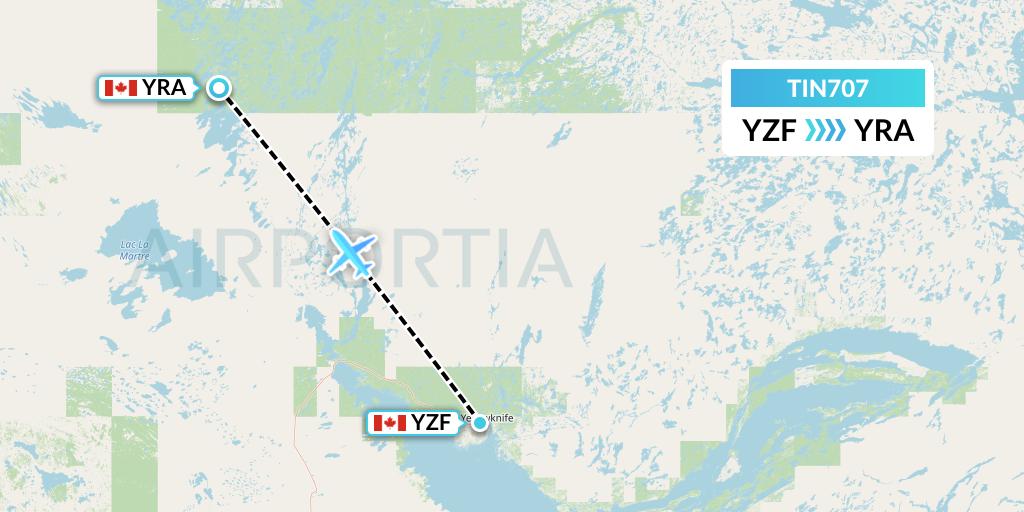 TIN707 Air Tindi Flight Map: Yellowknife to Gameti