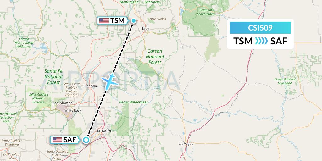 CSI509 Csi Aviation Flight Map: Taos to Santa Fe