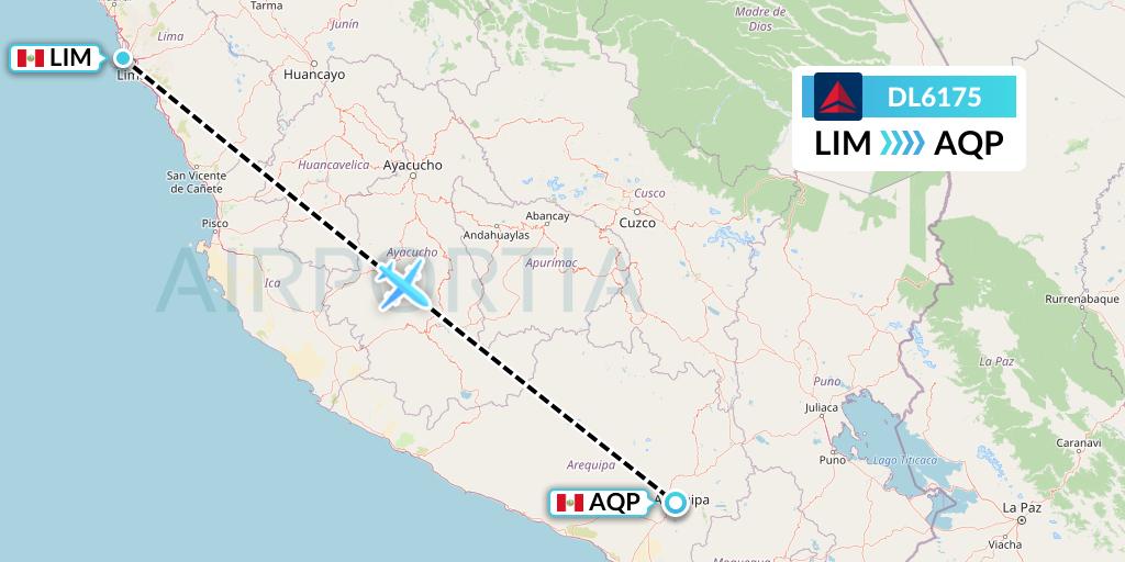 DL6175 Delta Air Lines Flight Map: Lima to Arequipa