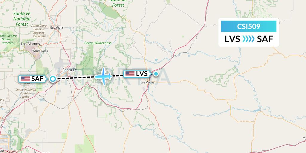 CSI509 Csi Aviation Flight Map: Las Vegas to Santa Fe