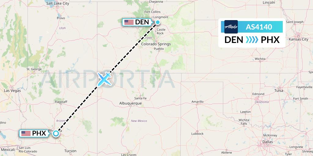 AS4140 Alaska Airlines Flight Map: Denver to Phoenix
