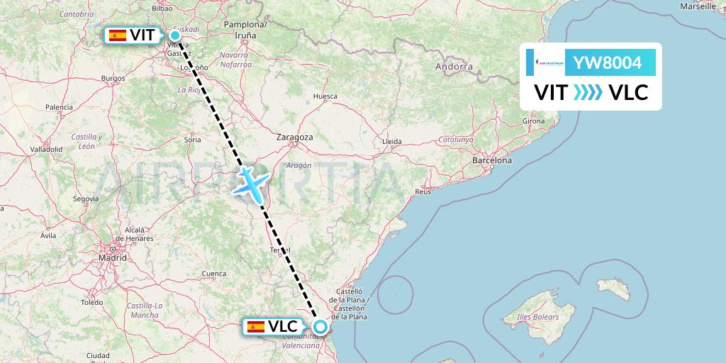 YW8004 Air Nostrum Flight Map: Vitoria to Valencia