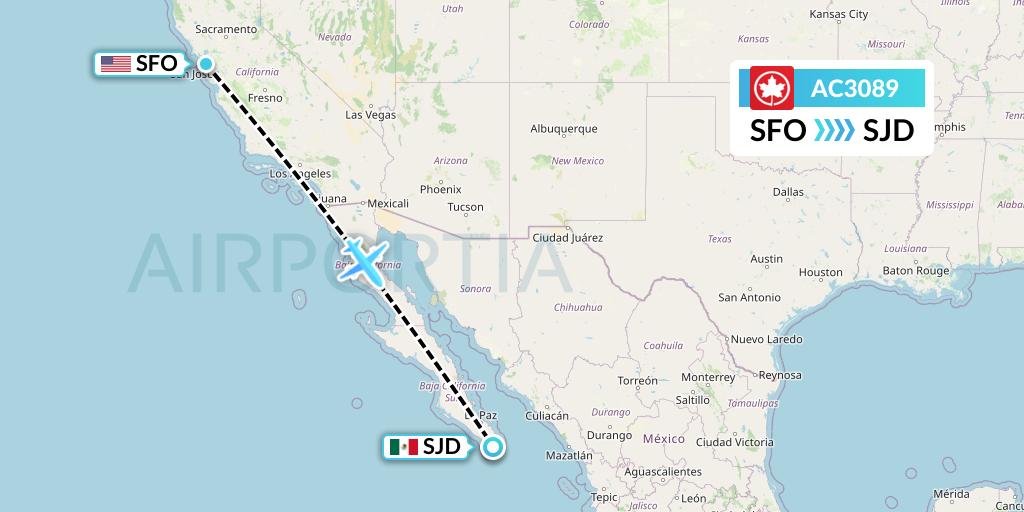 AC3089 Air Canada Flight Map: San Francisco to San Jose del Cabo