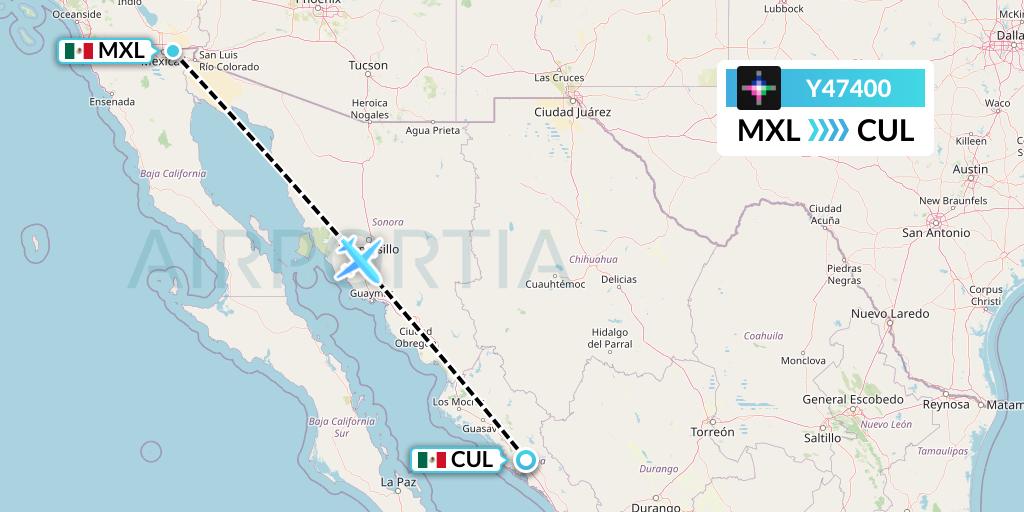 Y47400 Volaris Flight Map: Mexicali to Culiacan