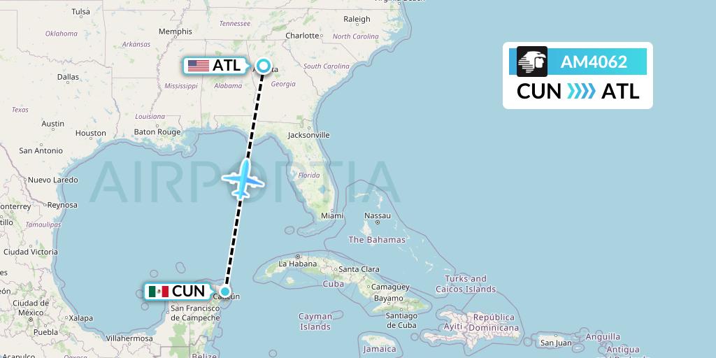 AM4062 Aeromexico Flight Map: Cancun to Atlanta