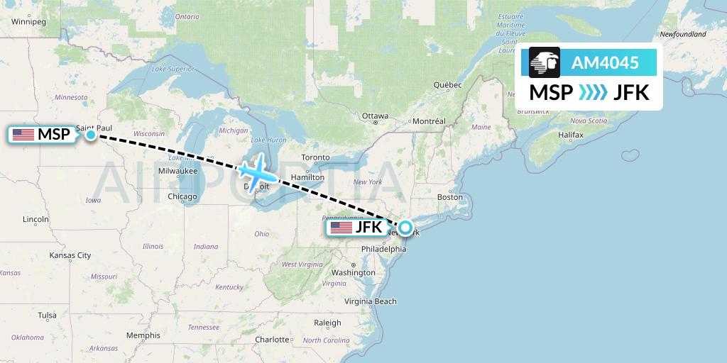 AM4045 Aeromexico Flight Map: Minneapolis to New York