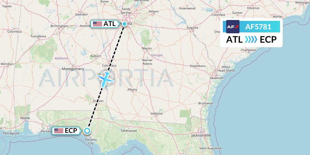 AF5781 Air France Flight Map: Atlanta to Panama City