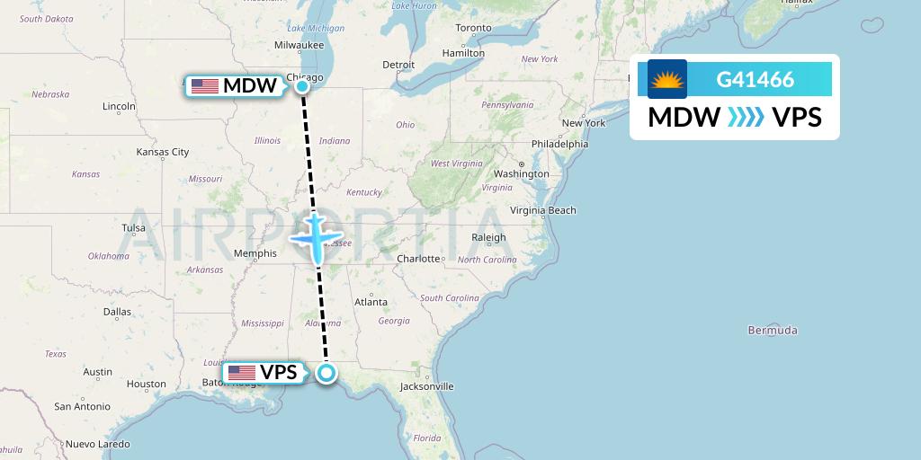 G41466 Allegiant Air Flight Map: Chicago to Valparaiso