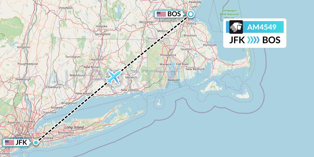 AM4549 Aeromexico Flight Map: New York to Boston