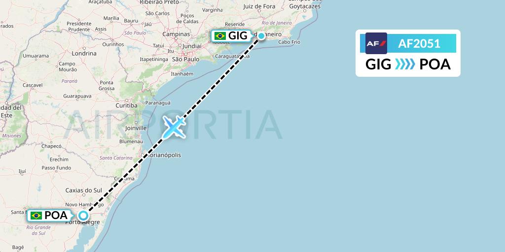 AF2051 Air France Flight Map: Rio de Janeiro to Porto Alegre