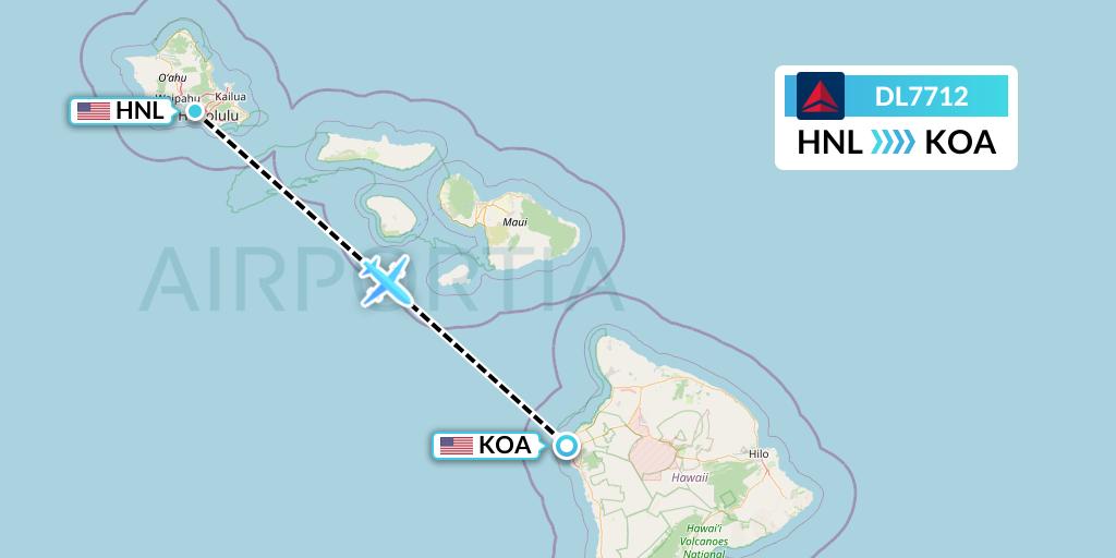 DL7712 Delta Air Lines Flight Map: Honolulu to Kailua-Kona
