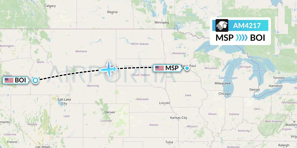 AM4217 Aeromexico Flight Map: Minneapolis to Boise