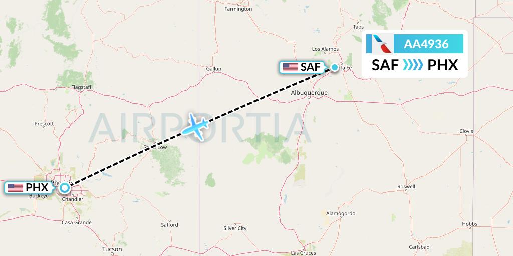 AA4936 American Airlines Flight Map: Santa Fe to Phoenix