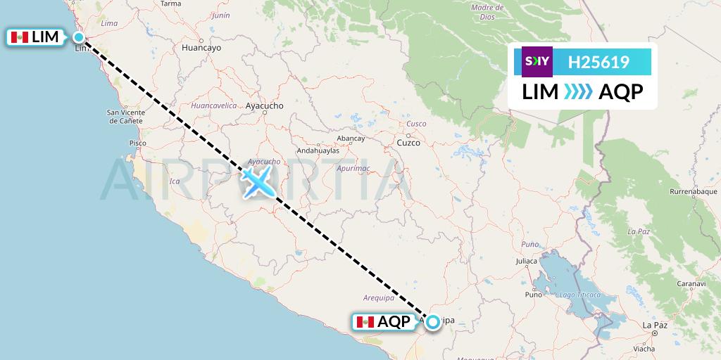 H25619 Sky Airline Flight Map: Lima to Arequipa