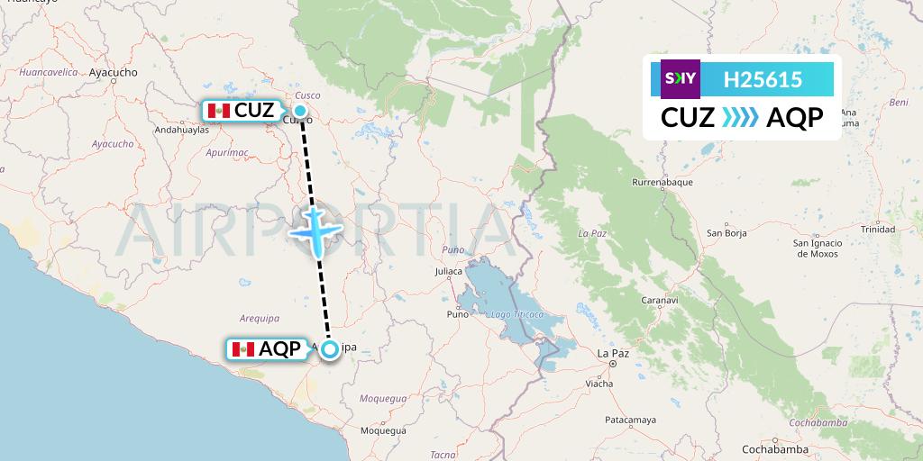 H25615 Sky Airline Flight Map: Cusco to Arequipa