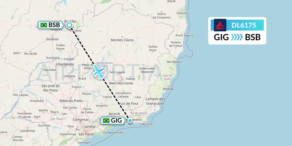 DL6175 Delta Air Lines Flight Map: Rio de Janeiro to Brasilia