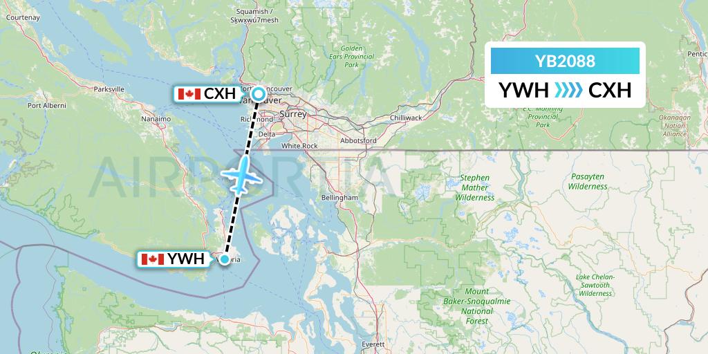 YB2088 Harbour Air Seaplanes Flight Map: Victoria to Vancouver