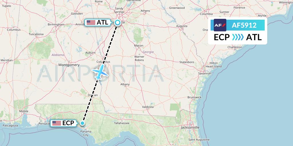 AF5912 Air France Flight Map: Panama City to Atlanta