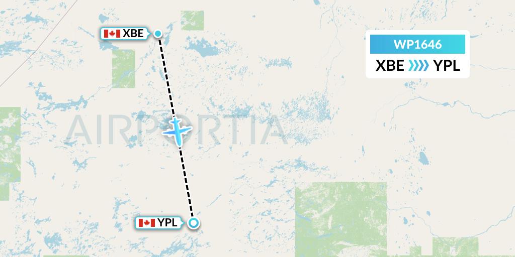 WP1646 Wasaya Airways Lp Flight Map: Bearskin Lake to Pickle Lake
