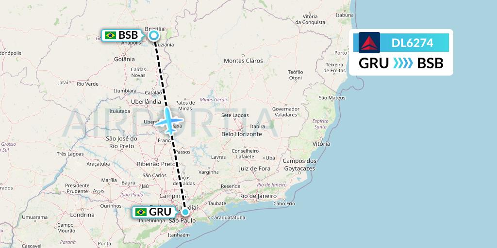 DL6274 Delta Air Lines Flight Map: Sao Paulo to Brasilia