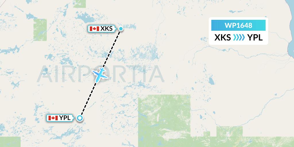 WP1648 Wasaya Airways Lp Flight Map: Kasabonika to Pickle Lake