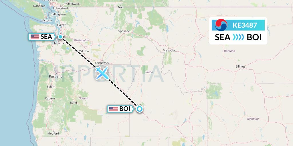 KE3487 Korean Air Flight Map: Seattle to Boise