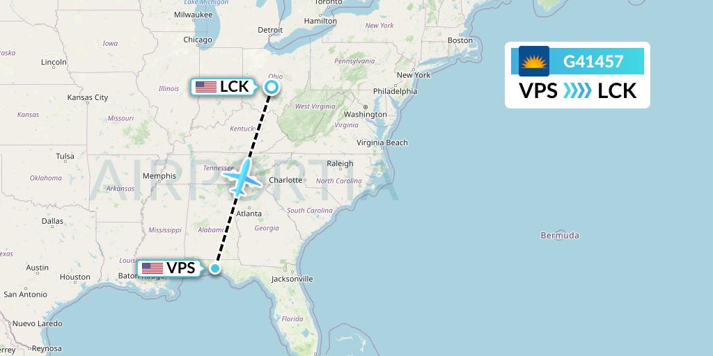 G41457 Allegiant Air Flight Map: Valparaiso to Columbus