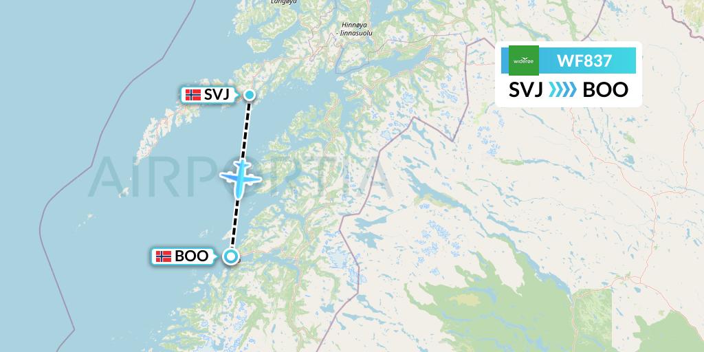 WF837 Wideroe Flight Map: Svolvaer to Bodo