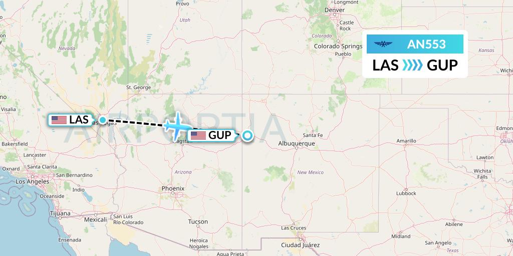 AN553 Advanced Air Flight Map: Las Vegas to Gallup