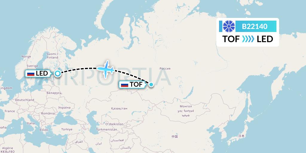 B22140 Belavia Flight Map: Tomsk to St. Petersburg