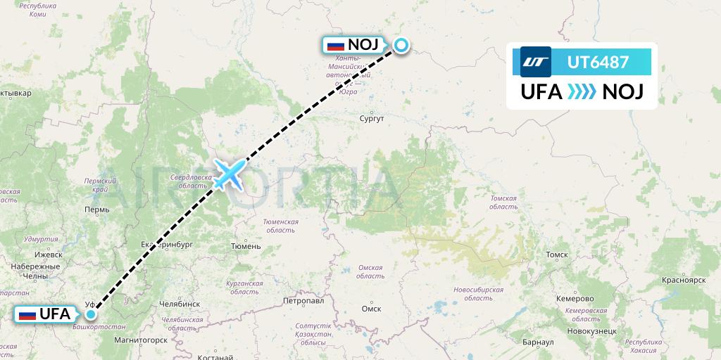 UT6487 UTair Flight Map: Ufa to Noyabrsk