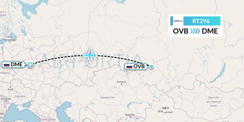 RT296 UVT aero Flight Map: Novosibirsk to Moscow