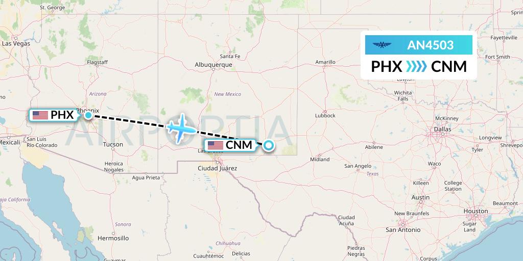 AN4503 Advanced Air Flight Map: Phoenix to Carlsbad