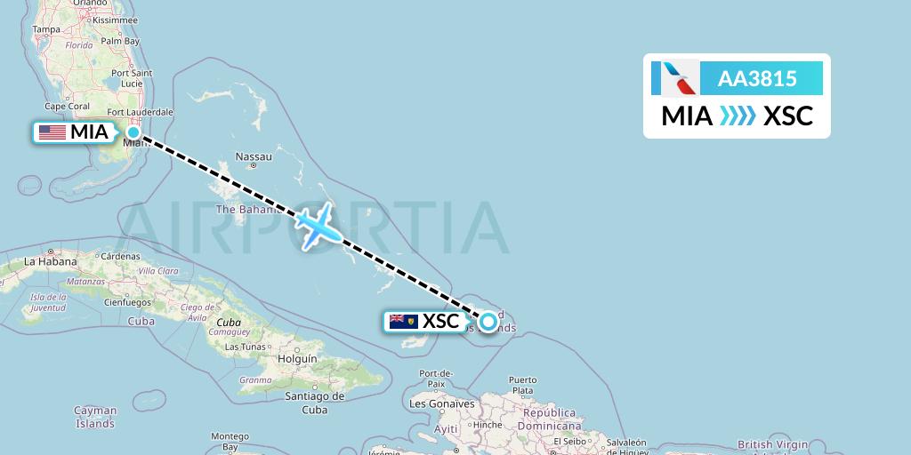 AA3815 American Airlines Flight Map: Miami to Turks and Caicos Islands