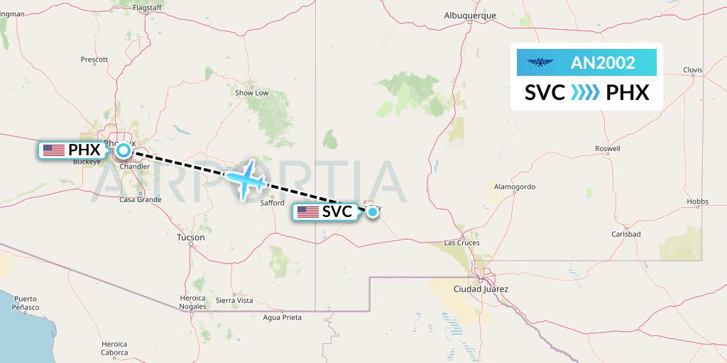AN2002 Advanced Air Flight Map: Silver City to Phoenix