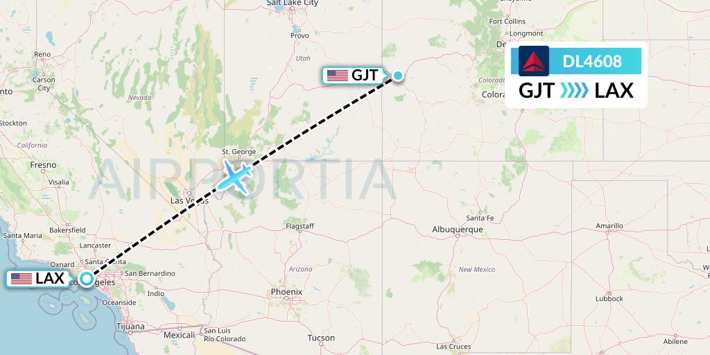 DL4608 Delta Air Lines Flight Map: Grand Junction to Los Angeles