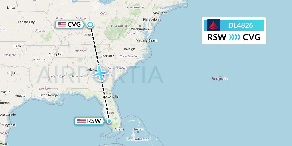 DL4826 Flight Status Delta Air Lines: Fort Myers to Cincinnati (DAL4826)