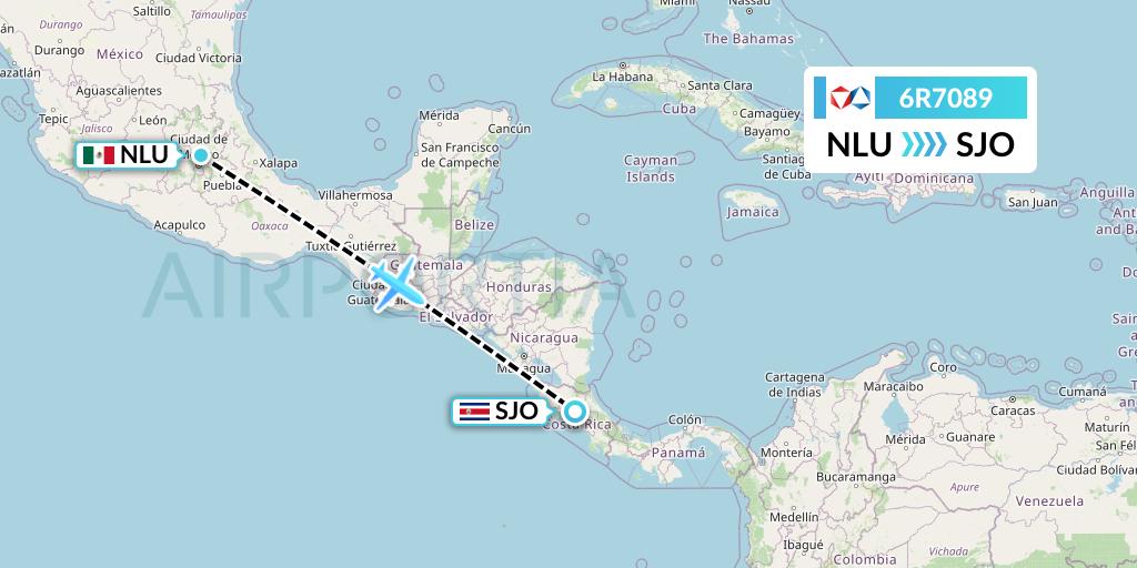 6R7089 Alrosa Flight Map: Reyes Acozac to San Jose