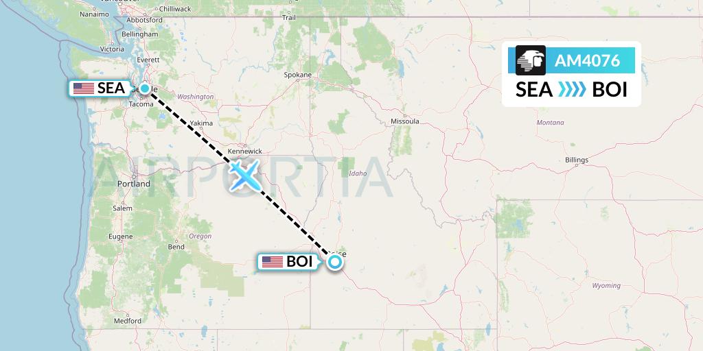 AM4076 Aeromexico Flight Map: Seattle to Boise