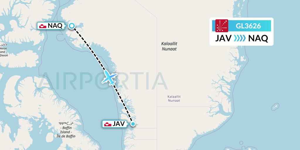 GL3626 Air Greenland Flight Map: Ilulissat to Qaanaaq