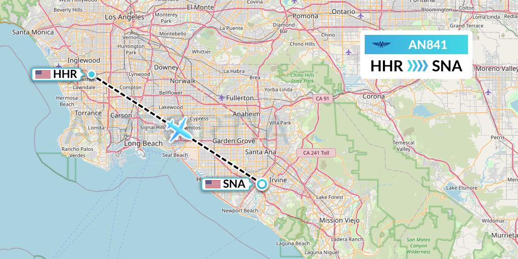 AN841 Advanced Air Flight Map: Hawthorne to Orange County