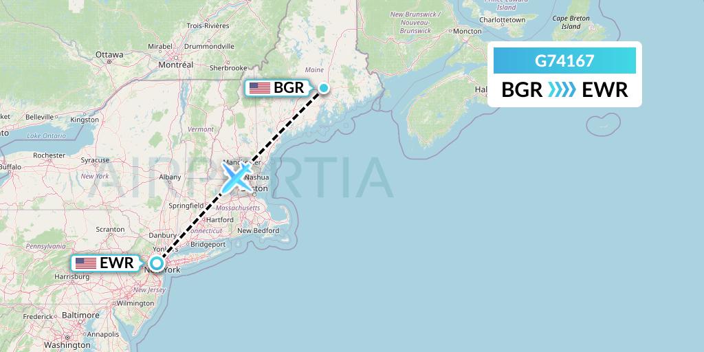 G74167 GoJet Flight Map: Bangor to New York